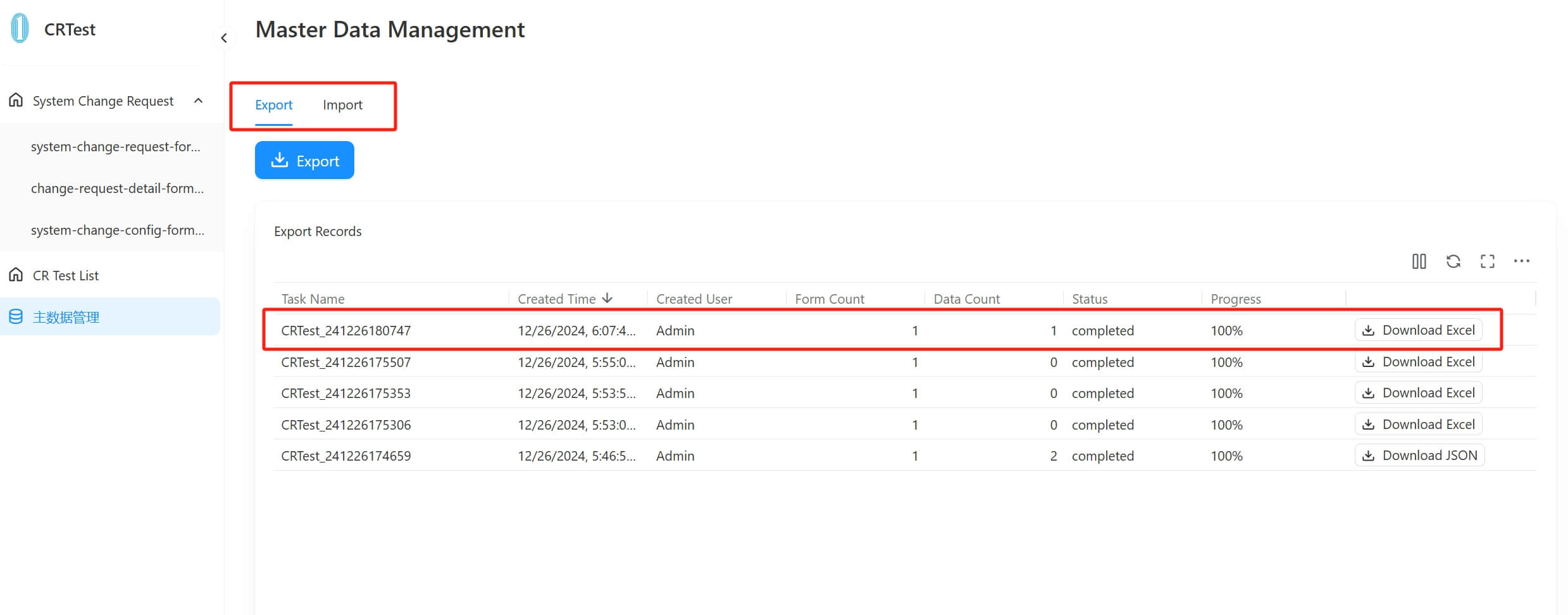 Download and import data cr